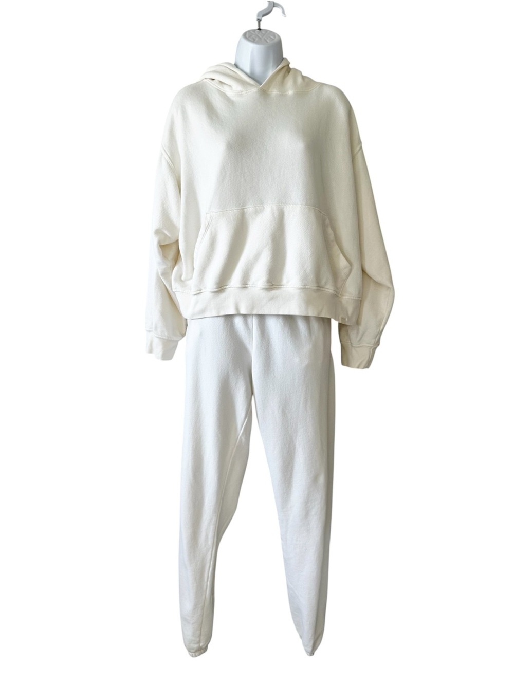 SET Active Women’s Ivory 100% Cotton Hoodie Sweatshirt and Sweatpants Set- Small